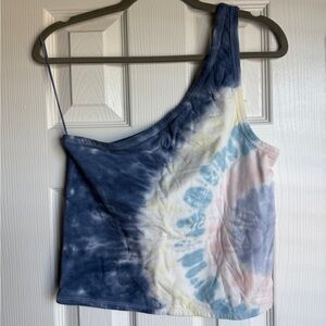 AMERICAN EAGLE One Shoulder Tie Dye Tank Top Cottony Basics Colorful Top Sz L